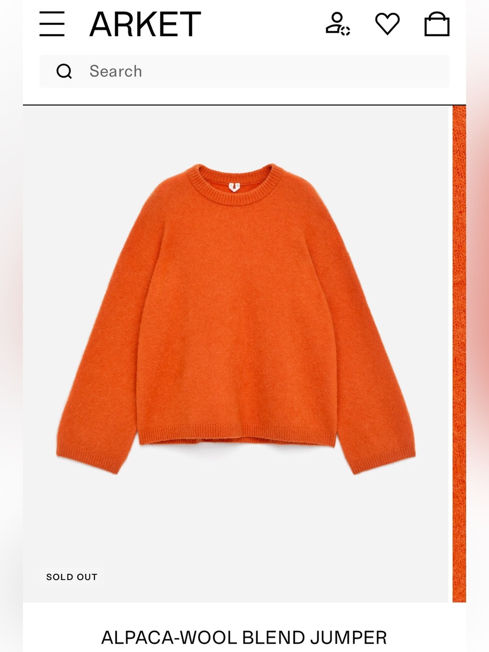 **ISO** Arket Alpaca-Wool Blend Reddish Orange Sweater Jumper